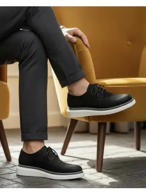 Siyah nubuk deri erkek ayakkabı