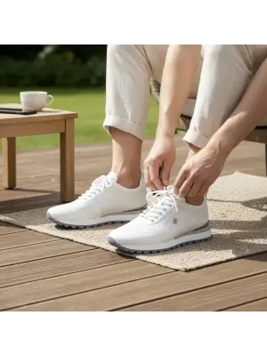 Beyaz Hakiki Deri Erkek Sneaker – Delikli Tasarım