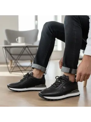 Hakiki Deri Siyah Erkek spor