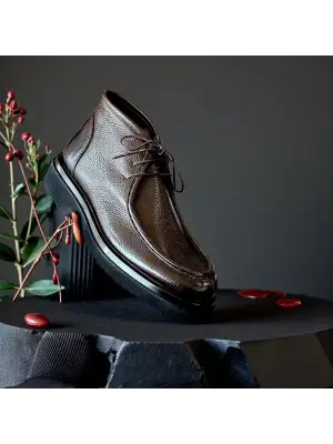 Kahve Floter Deri Erkek Bot – Hafif Eva Taban