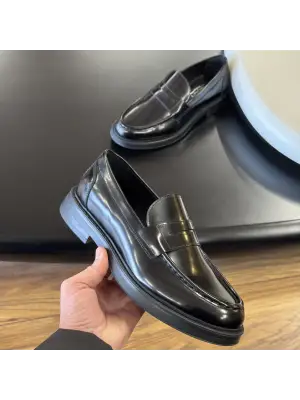 Siyah Açma Deri Erkek Loafer Ayakkabı