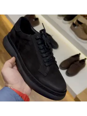 Siyah Nubuk Hakiki Deri EVA Taban Erkek Spor Ayakkabı