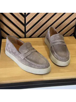 Vizon Hakiki Süet Deri Erkek Loafer Ayakkabı