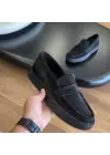 Siyah Hakiki Süet Deri Erkek Loafer Ayakkabı