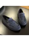 Erkek Lacivert Süet Loafer – Günlük Şık Model