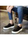 Siyah Nubuk Deri Erkek Sneaker – Beyaz Eva Taban