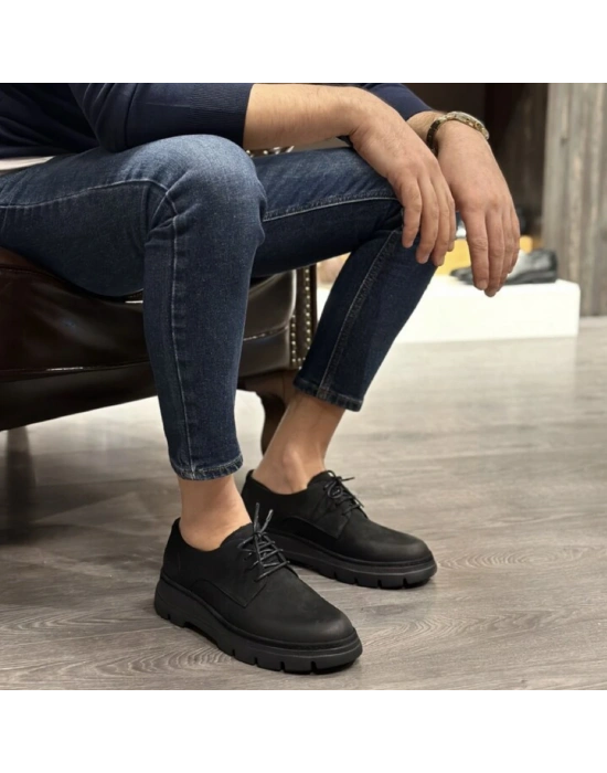 Siyah Nubuk Hakiki Deri Erkek Ayakkabı – Kalın EVA Taban | Occi Shoes