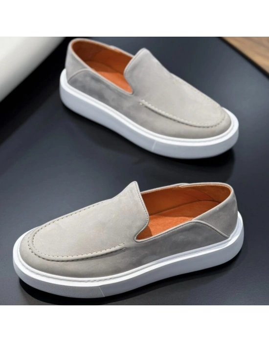 Gri Nubuk Deri Erkek Ayakkabı – EVA Taban