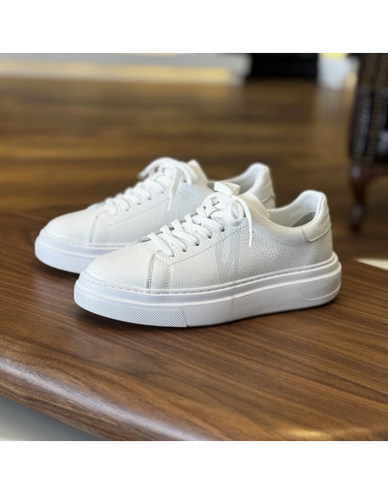 Beyaz Hakiki Deri Eva Taban Comfort Sneaker