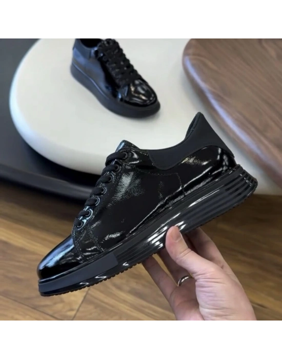 Siyah Rugan Hakiki Deri Erkek Spor Ayakkabı