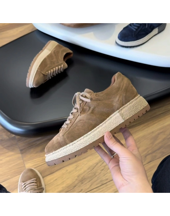 Tütün Hakiki Süet Deri Erkek Spor Ayakkabı