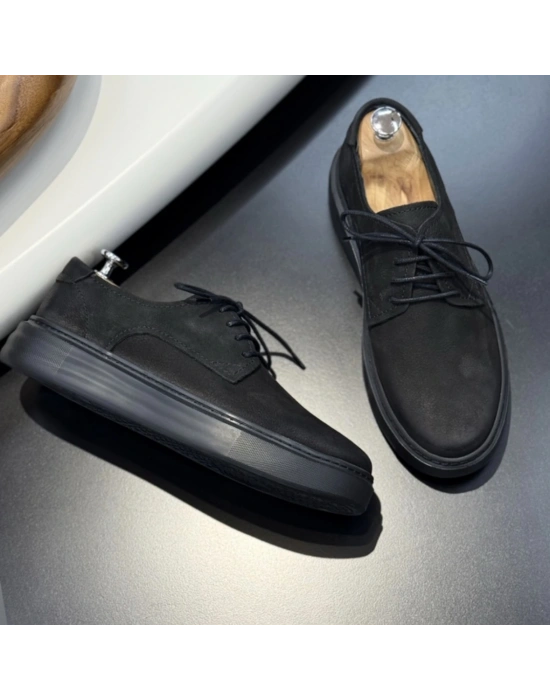 Siyah Nubuk Hakiki Deri EVA Taban Erkek Ayakkabı