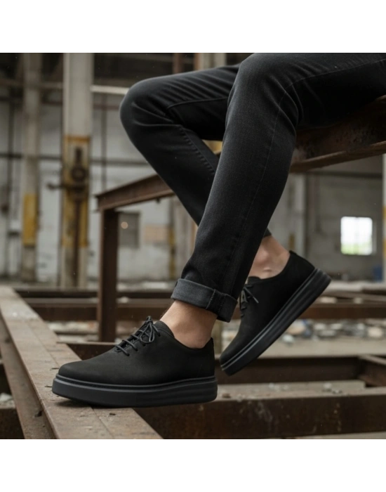 Siyah Nubuk Hakiki Deri EVA Taban Erkek Ayakkabı