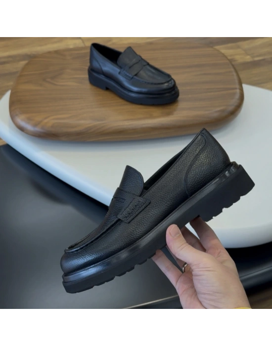 Siyah Hakiki Deri Loafer – EVA Taban Erkek Ayakkabı