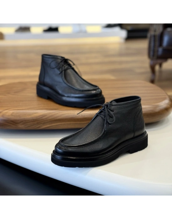 Siyah Hakiki Floter Deri Erkek Bot – Eva Taban