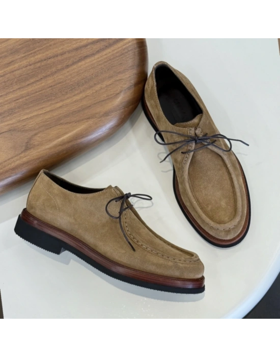 Erkek Taba Süet El Dikişli Casual Ayakkabı – Leon Model
