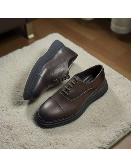 Erkek Kahverengi Deri Comfort Taban Klasik Ayakkabı