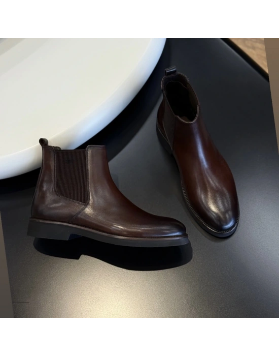 Erkek Kahverengi Deri Chelsea Bot – Şık Premium Model