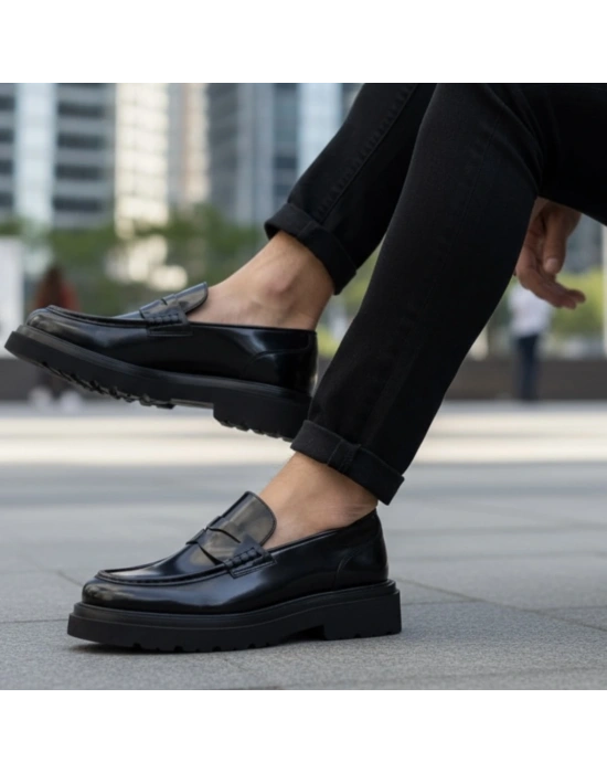 Erkek Siyah Açma Deri Hakiki Deri Loafer – EVA Taban – Nero Model