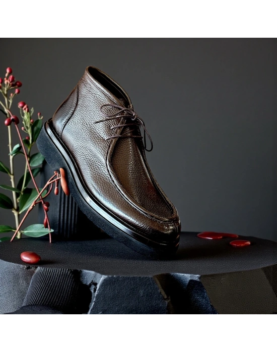 Kahve Floter Deri Erkek Bot – Hafif Eva Taban