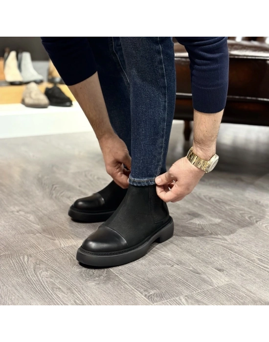 Siyah Deri & Nubuk Chelsea Erkek Bot – EVA Taban