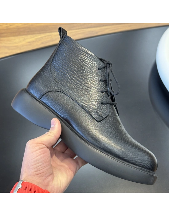 Siyah Hakiki Deri Erkek Bot – EVA Hafif Taban