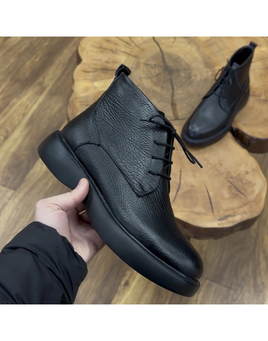 Siyah Hakiki Deri Erkek Bot – EVA Hafif Taban