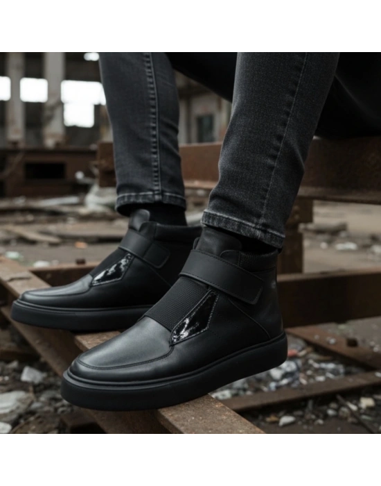 Siyah Hakiki Deri Eva Taban Bot