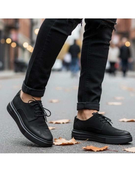 Siyah Nubuk Hakiki Deri EVA Taban Erkek Ayakkabı