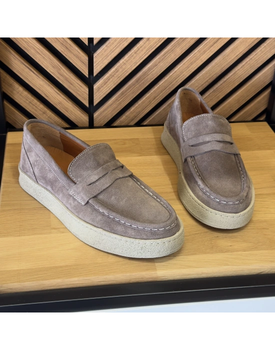 Vizon Hakiki Süet Deri Erkek Loafer Ayakkabı