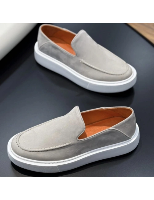 Gri Nubuk Deri Erkek Ayakkabı – EVA Taban