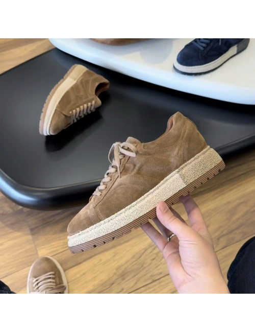 Tütün Hakiki Süet Deri Erkek Spor Ayakkabı