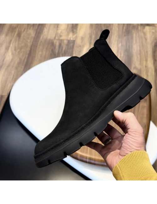 Siyah Nubuk Hakiki Deri EVA Taban Chelsea Bot