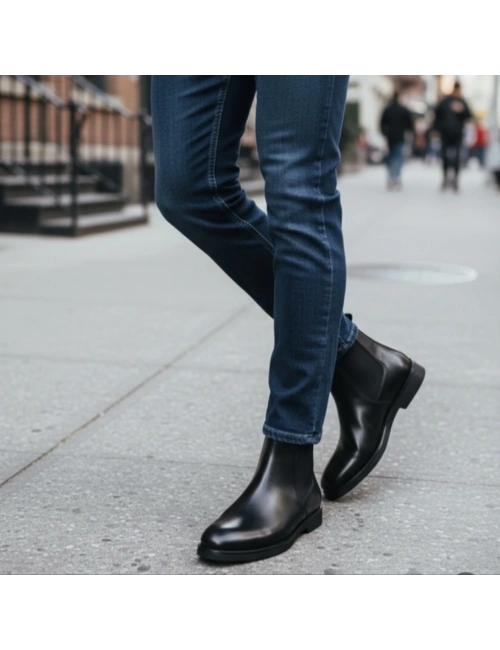 Erkek Siyah Deri Chelsea Bot – Premium Şık Model