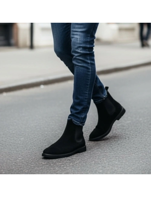 Erkek Siyah Süet Chelsea Bot – Modern Şık Model