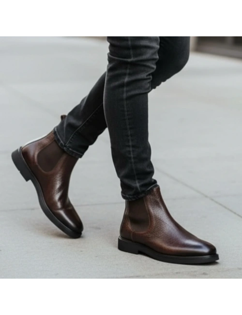 Erkek Kahverengi Deri Chelsea Bot – Premium Model