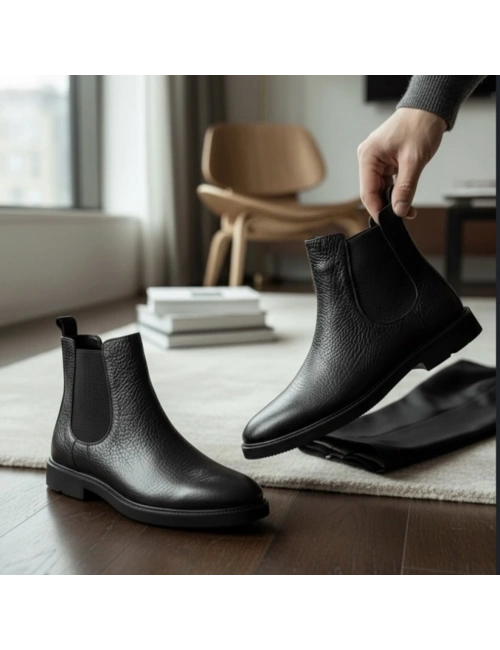 Erkek Siyah Deri Chelsea Bot – Premium Model