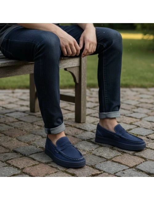 Erkek Lacivert Süet Loafer – Günlük Şık Model