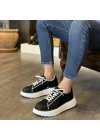 Erkek Siyah Deri Sneaker – Kalın Ultra Hafif Taban