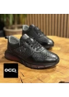 Occi Siyah Hakiki Deri Kroko Desen