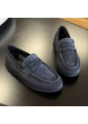 Erkek Lacivert Süet Loafer – Günlük Şık Model