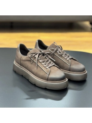 Kahve Nubuk Deri Erkek Sneaker – Eva Taban