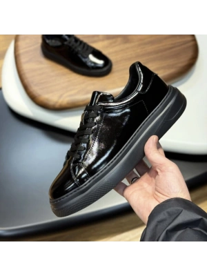 Siyah Rugan Hakiki Deri Erkek Spor Ayakkabı