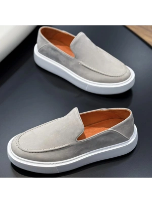 Gri Nubuk Deri Erkek Ayakkabı – EVA Taban