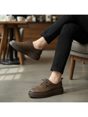 Kahve Nubuk Hakiki Deri EVA Taban Erkek Ayakkabı