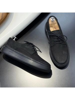 Siyah Nubuk Hakiki Deri EVA Taban Erkek Ayakkabı