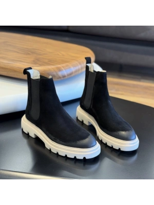 Siyah Süet Hakiki Deri Chelsea Bot