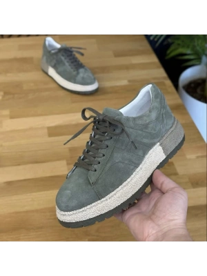 Hakiki Deri Yeşil Süet Sneaker – Comfort Taban