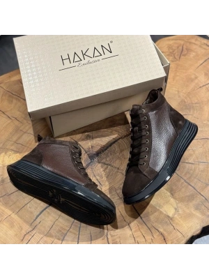 Kahve Hakiki Deri Süet Detaylı İthalTaban Bot