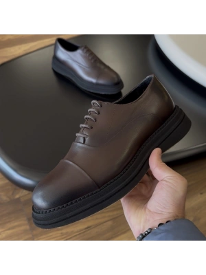Erkek Kahverengi Deri Comfort Taban Klasik Ayakkabı